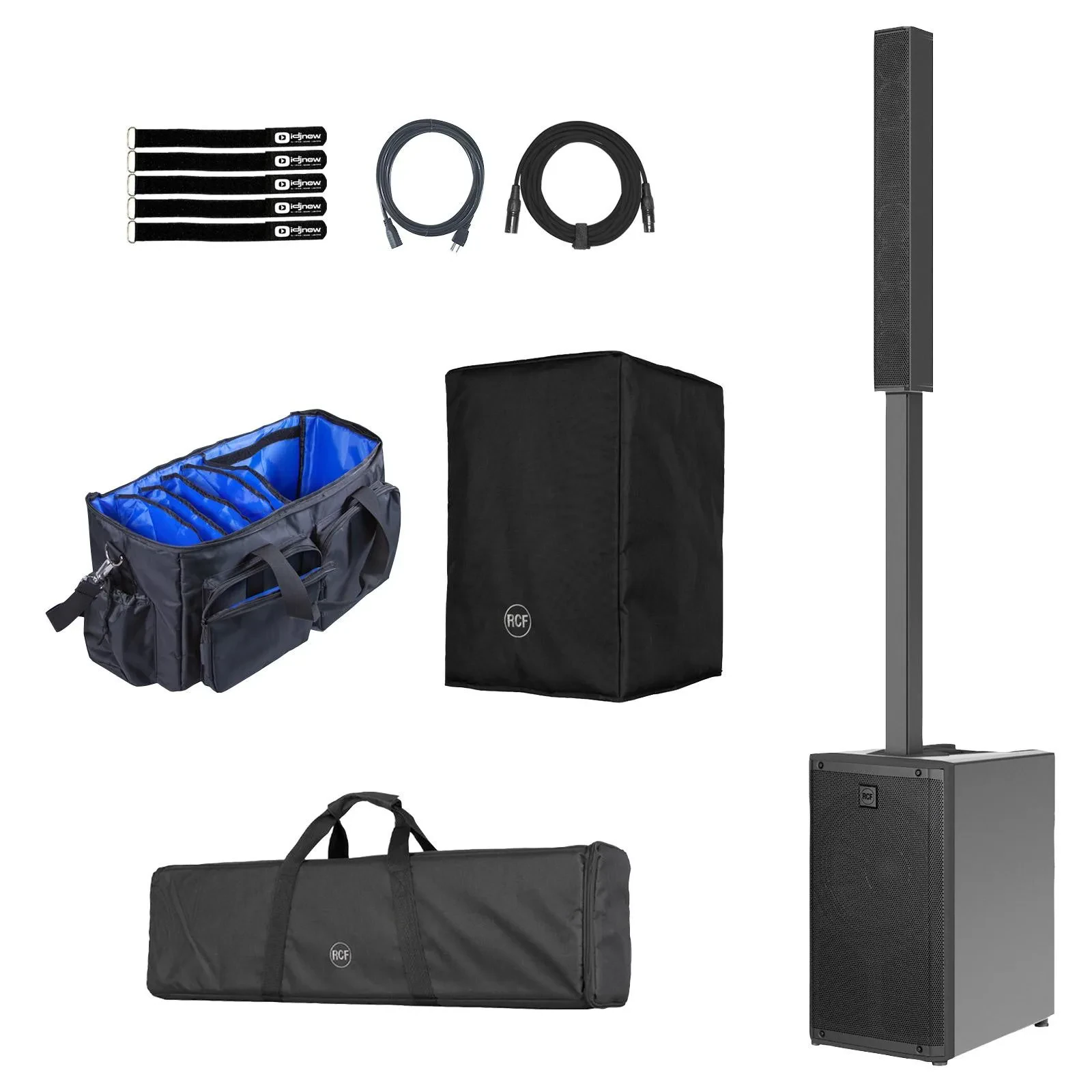 RCF EVOX-J9 Active 12" Three-Way Column Array Black with Cover Package