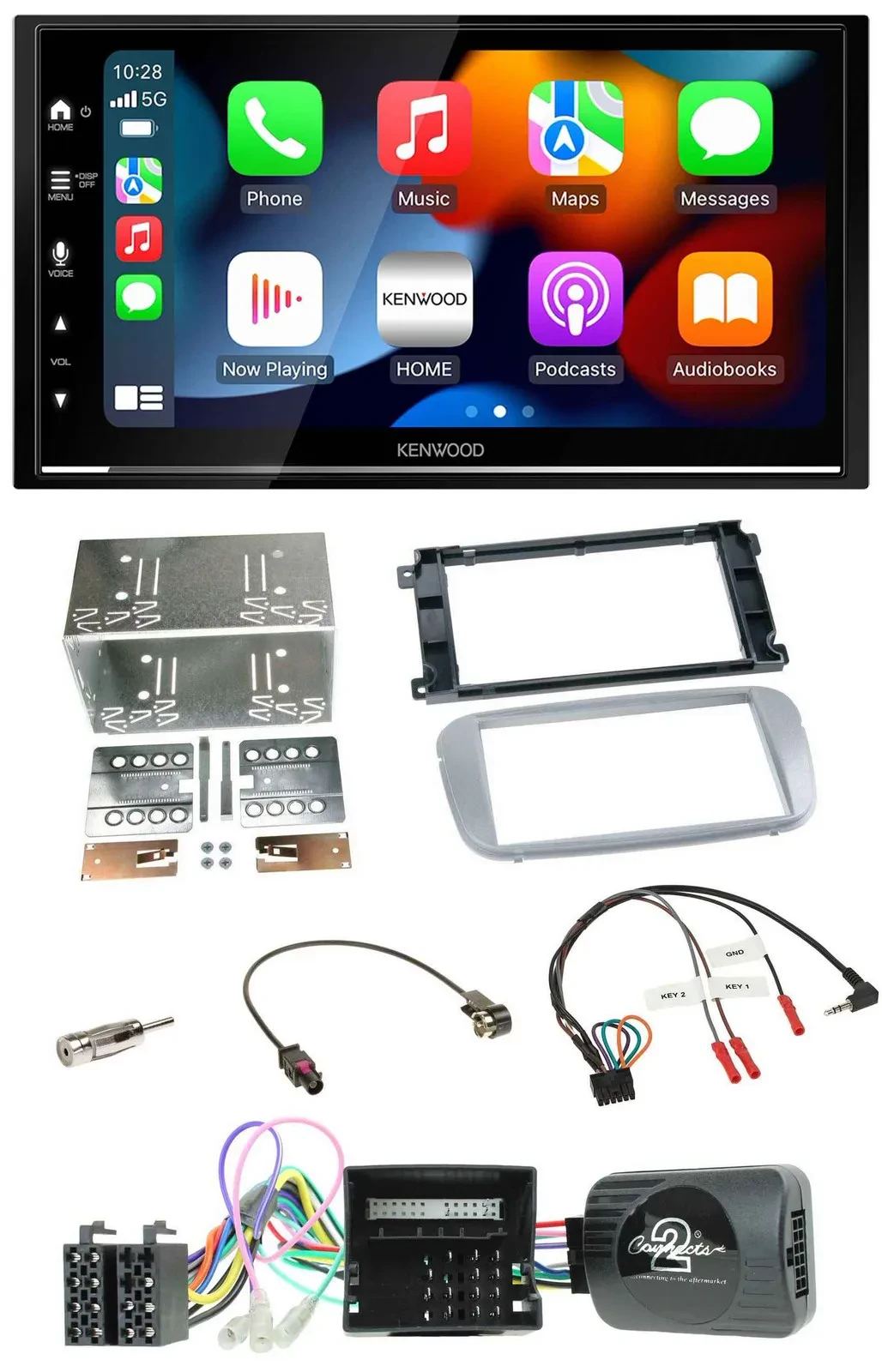 Kenwood DAB USB Bluetooth 2DIN Lenkrad Autoradio für Ford Mondeo S-Max Profi sil