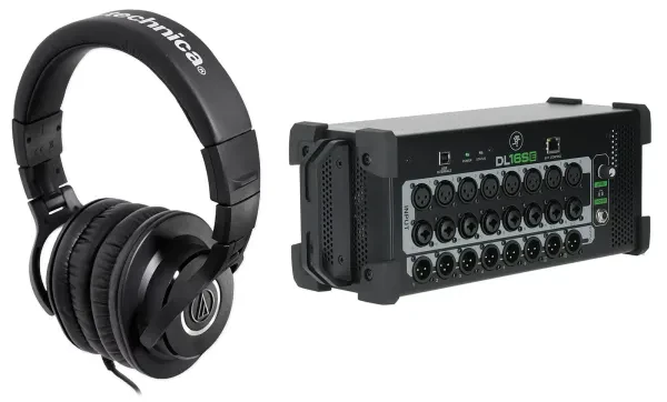 Mackie DL16SE 16-Channel Digital Rack Mixer+Interface+Audio Technica Headphones