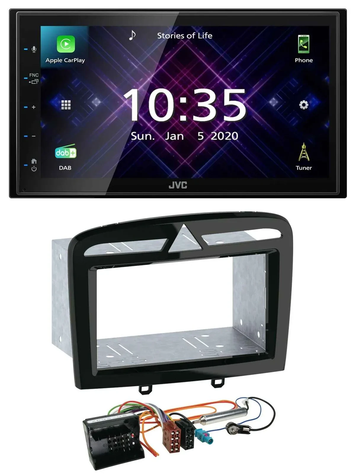 JVC DAB 2DIN MP3 Bluetooth USB Autoradio für Peugeot 308 SW CC 09-14 schwarz
