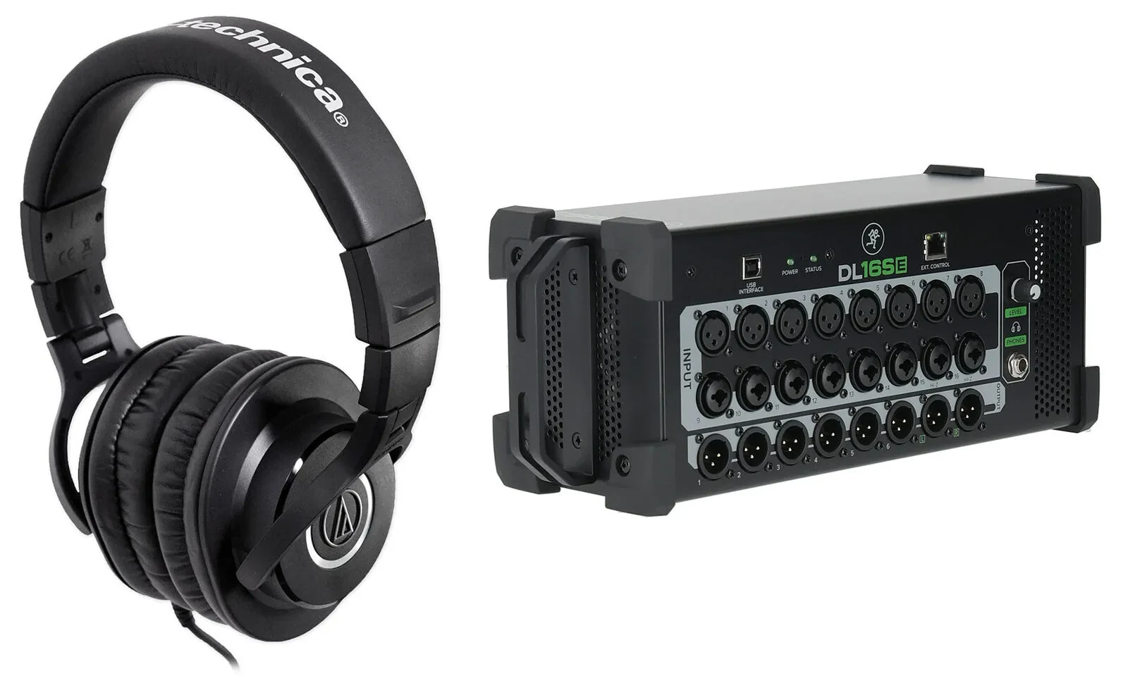 Цифровой микшер Mackie DL16SE 16‑канальный, рэковый, со встроенным аудиоинтерфейсом (набор) с наушниками Audio‑Technica ATH‑M40x