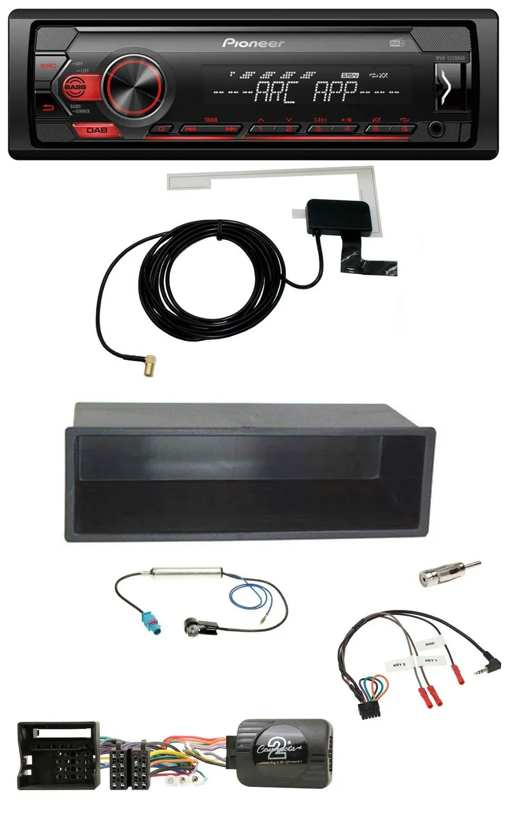 Pioneer 1DIN USB DAB MP3 Lenkrad Autoradio für VW Polo Passat Ablagefach