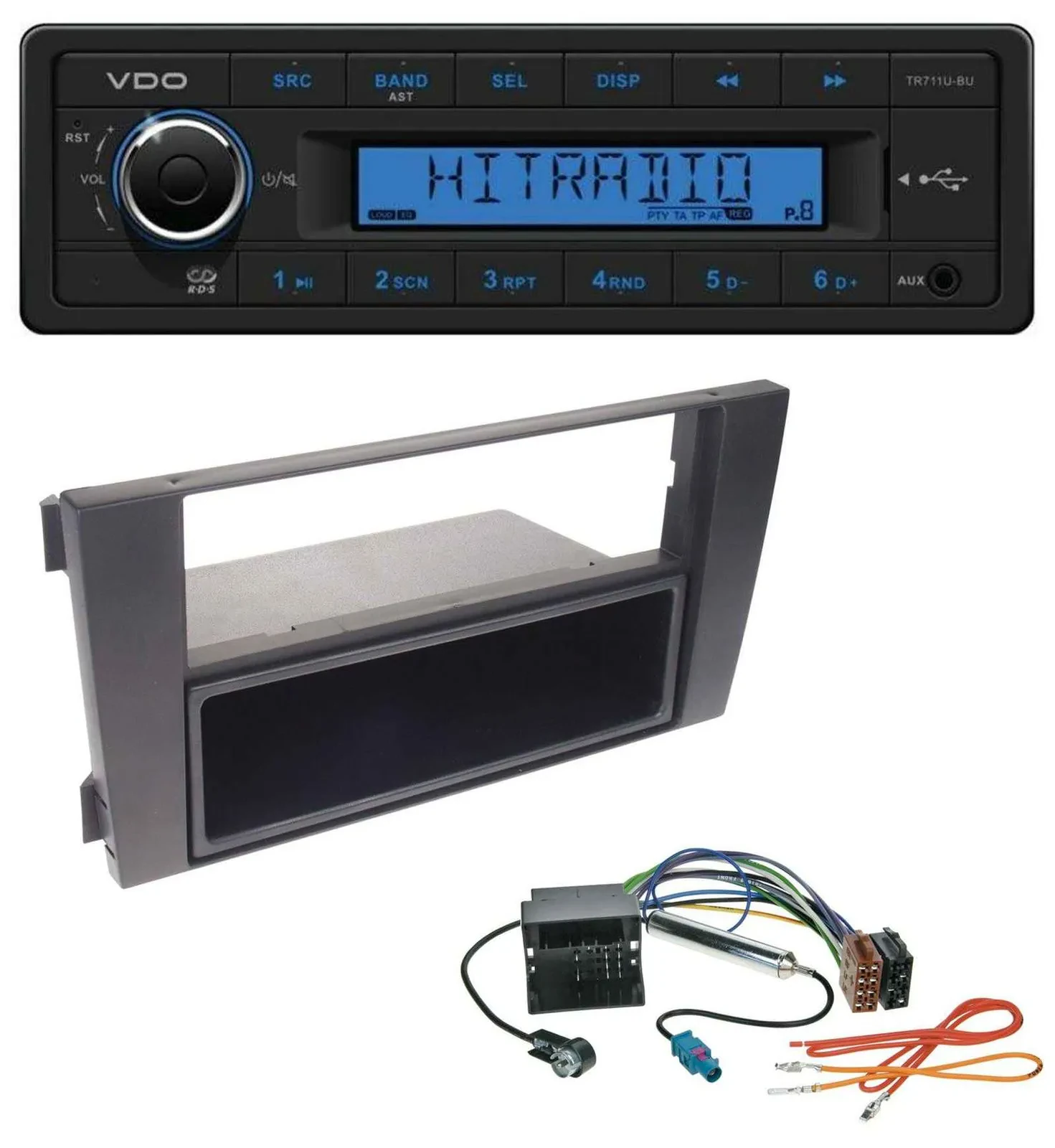 Автомагнитола VDO 1-DIN, USB/AUX, MP3, для Audi A6 C5 (2001–2005), разъем Quadlock