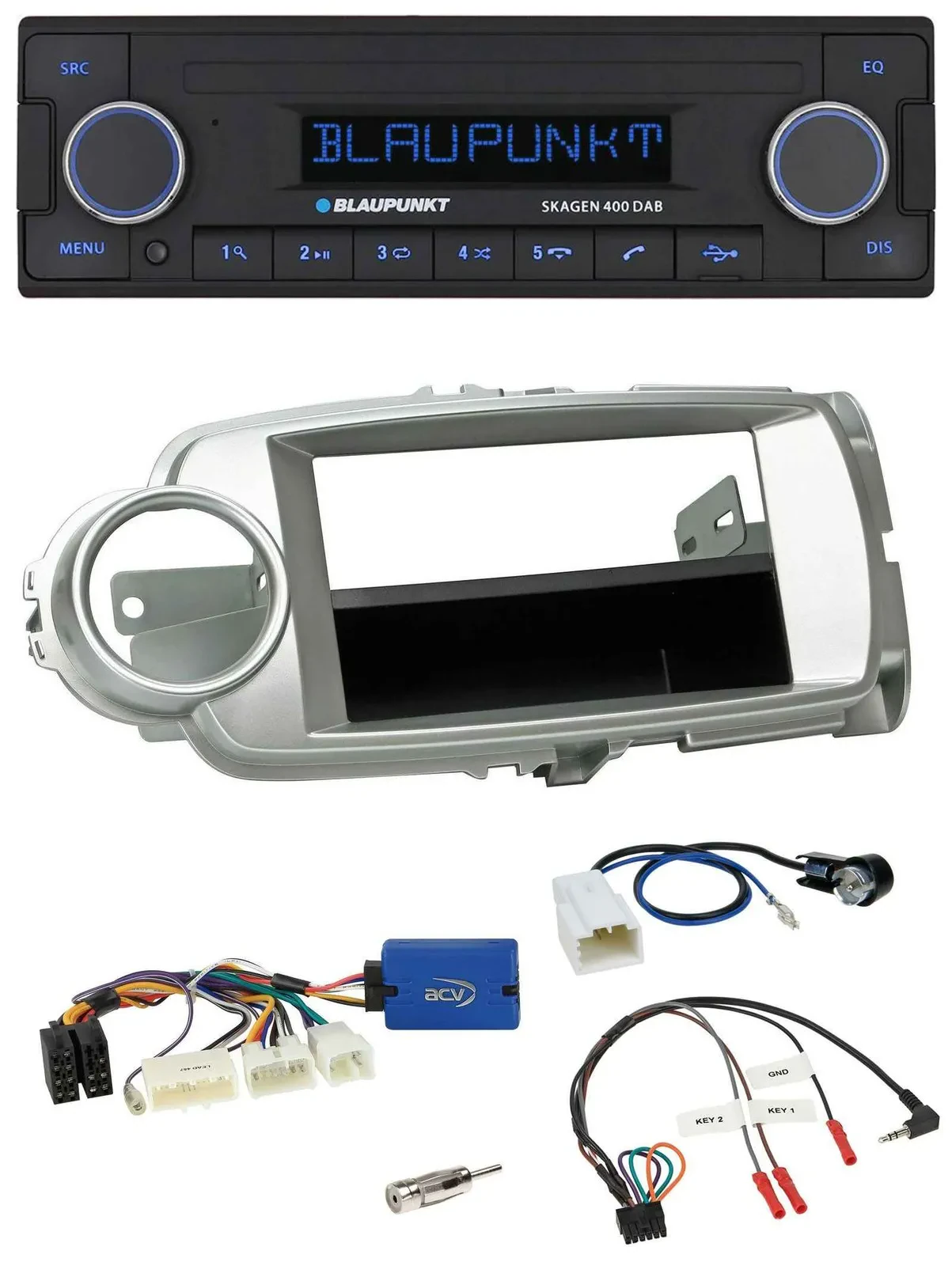 Blaupunkt DAB USB Bluetooth Lenkrad Autoradio für Toyota Yaris 2011-2014 silber