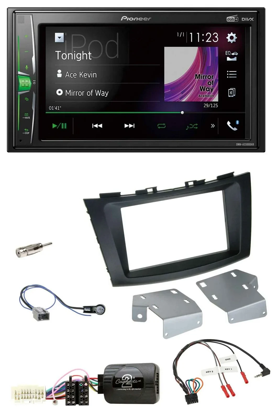 Pioneer 2DIN Lenkrad DAB USB Bluetooth Autoradio für Suzuki Swift ab 2011