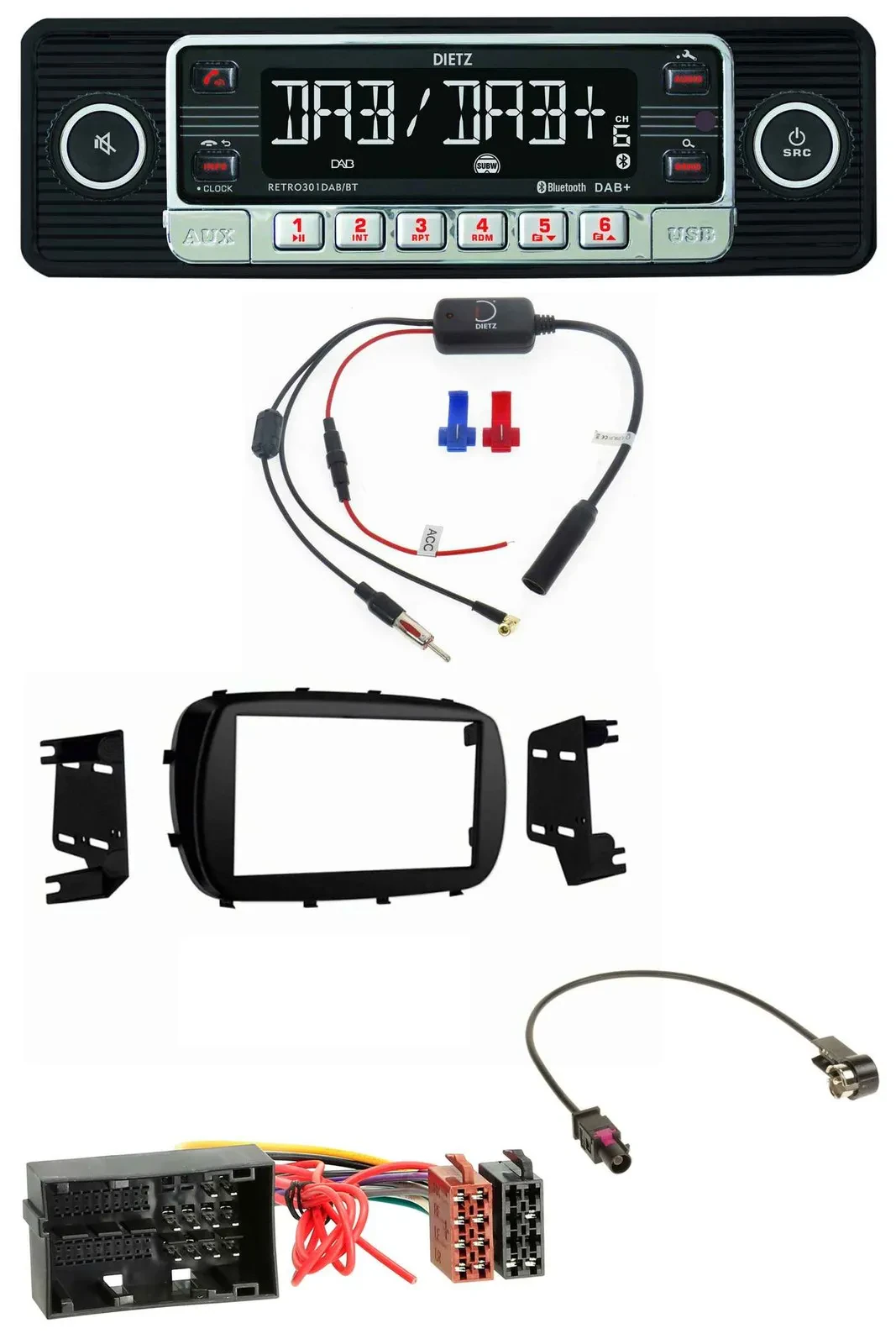 Dietz MP3 DAB Bluetooth USB Autoradio für Fiat 500X (ab 2015)