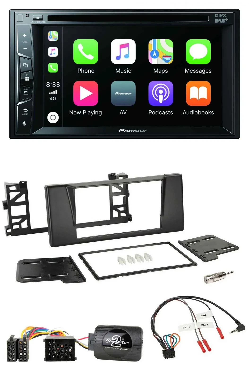 Pioneer Lenkrad USB DVD Bluetooth DAB 2DIN Autoradio für BMW 5er E39 1997-2001