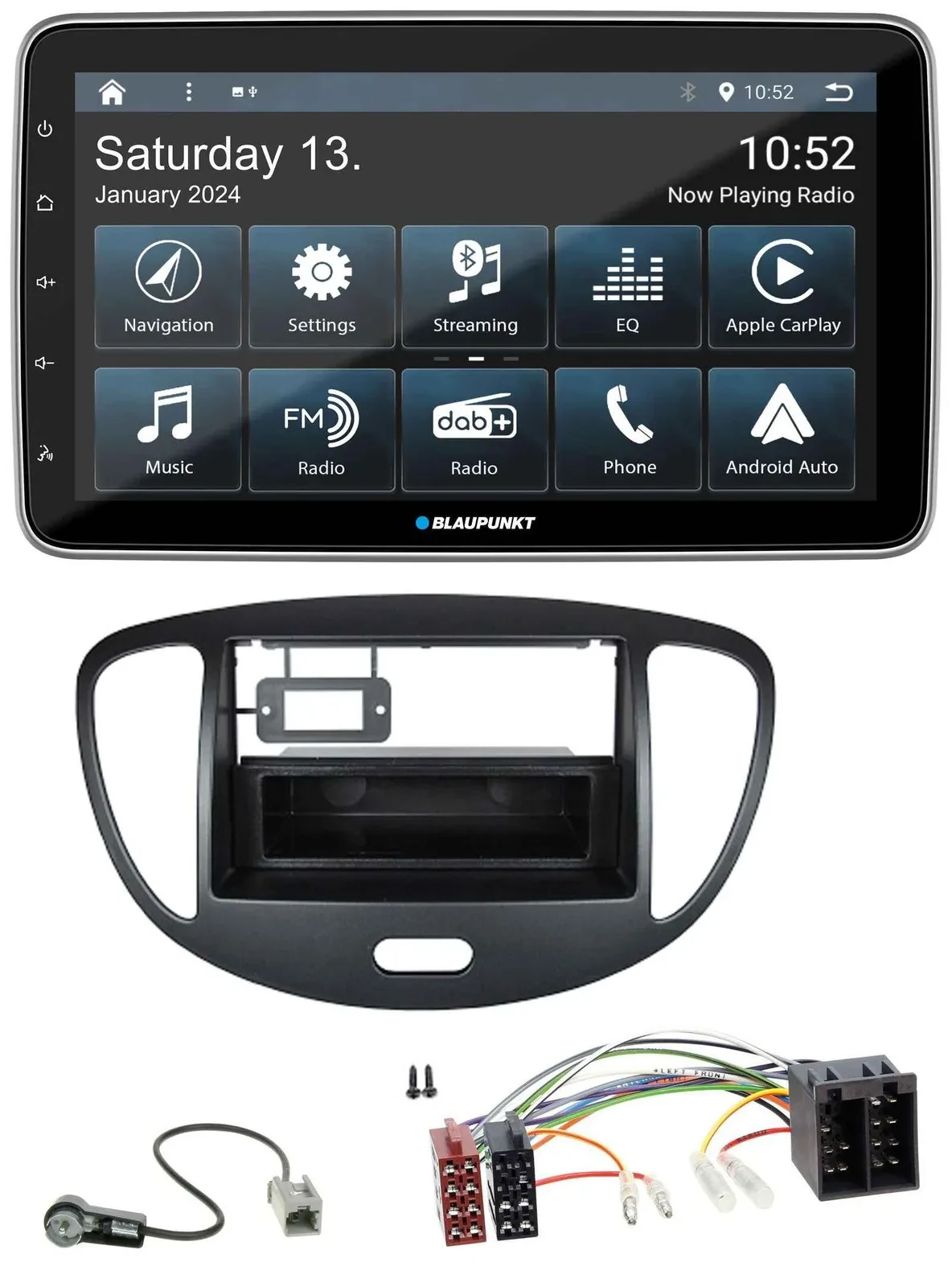 Blaupunkt USB DAB SD MP3 Bluetooth Autoradio für Hyundai i10 (2008-2013) schwarz