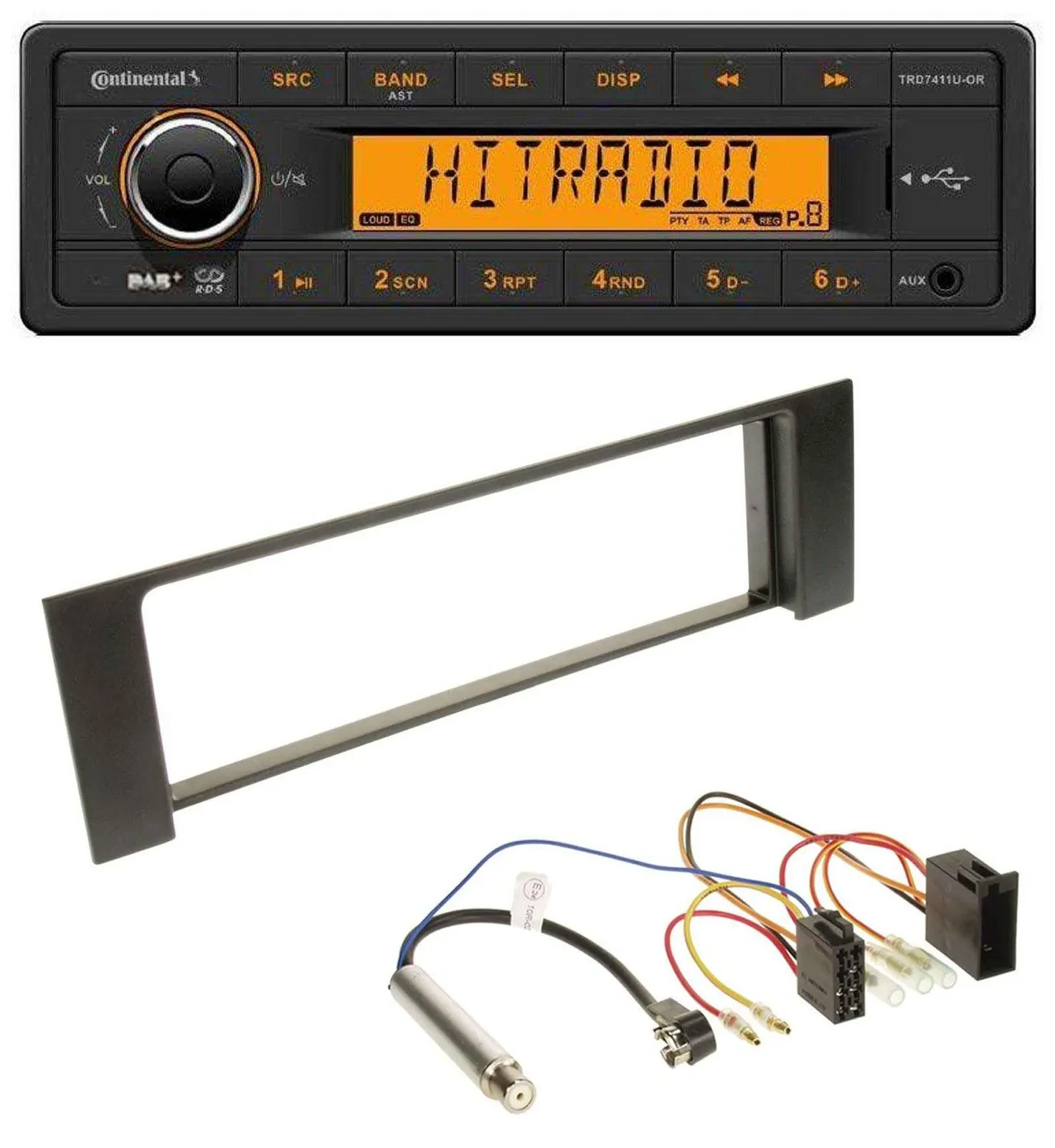 Continental 1DIN DAB MP3 AUX USB Autoradio für Audi A4 (B6, 00-04) - ISO