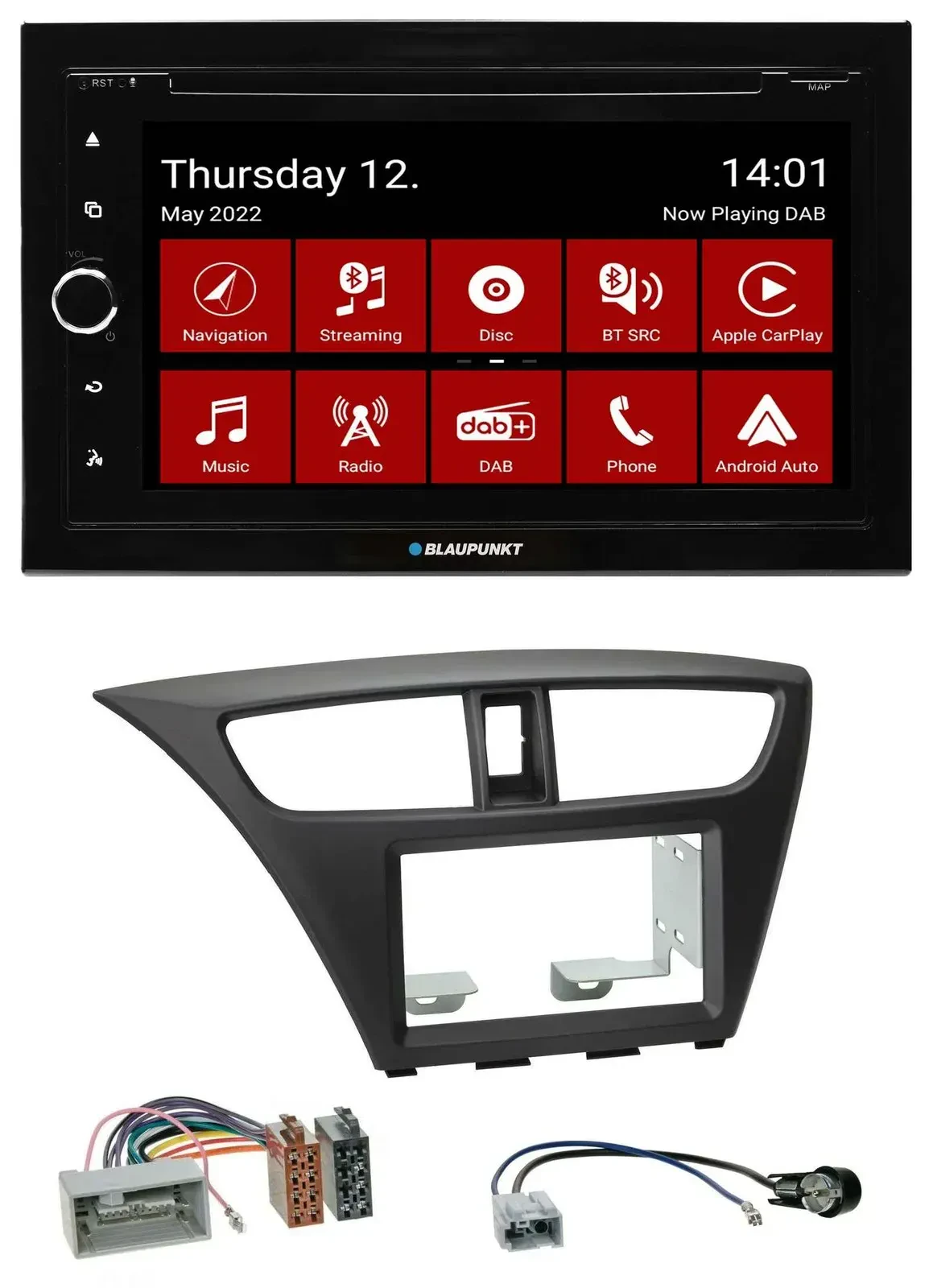 Blaupunkt MP3 DVD Bluetooth DAB 2DIN USB Autoradio für Honda Civic Hatchback ab