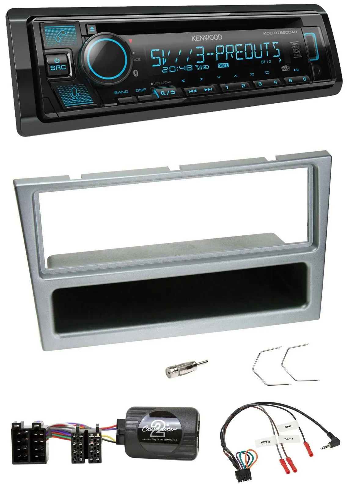 Kenwood Bluetooth USB CD Lenkrad DAB Autoradio für Opel Corsa C 2000-2004 silber