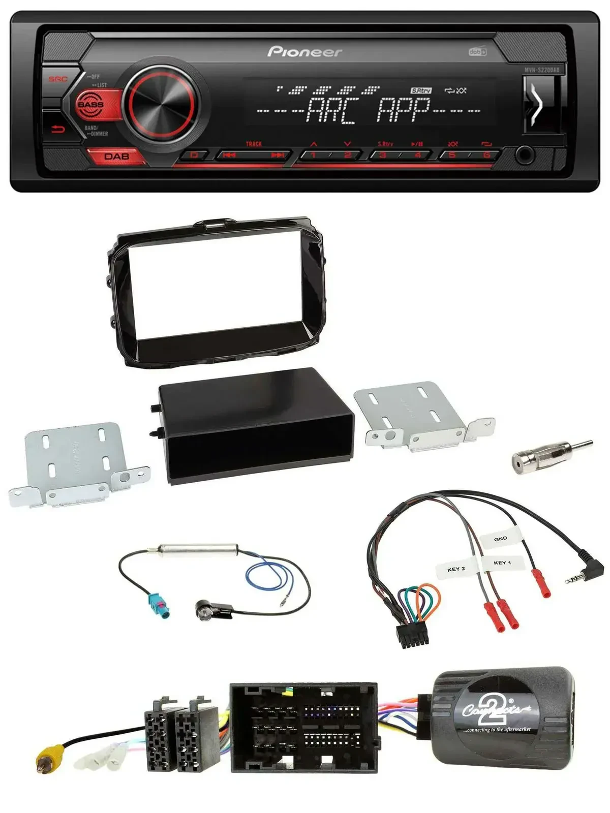 Автомагнитола Pioneer 1 DIN, DAB, USB, MP3, управление с руля, для Alfa Romeo Giulietta 2013–2021, пиано-черный