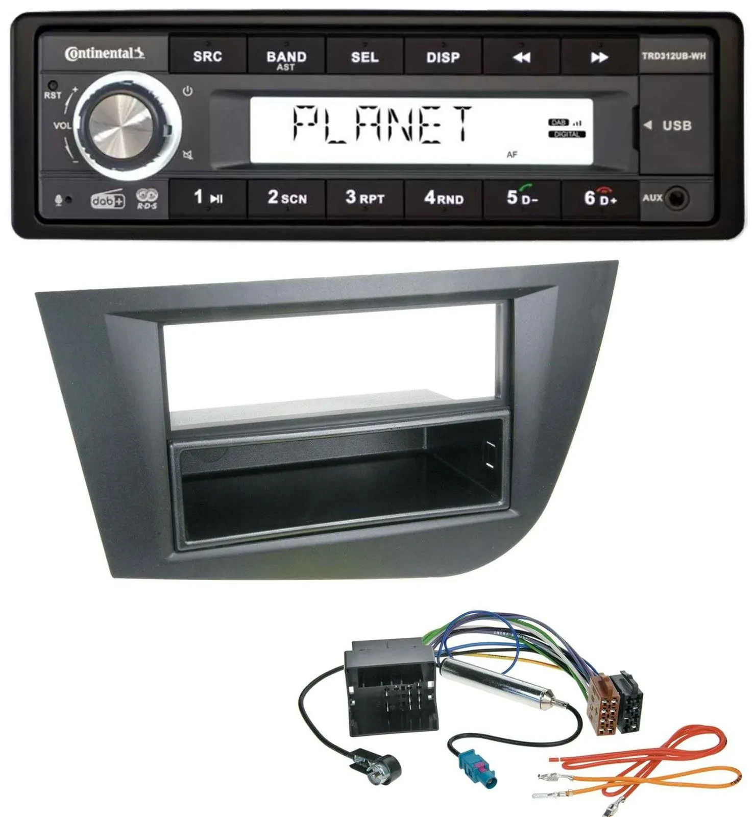 Continental USB 1DIN AUX DAB MP3 Autoradio für Seat Leon (ab 05) - schwarz