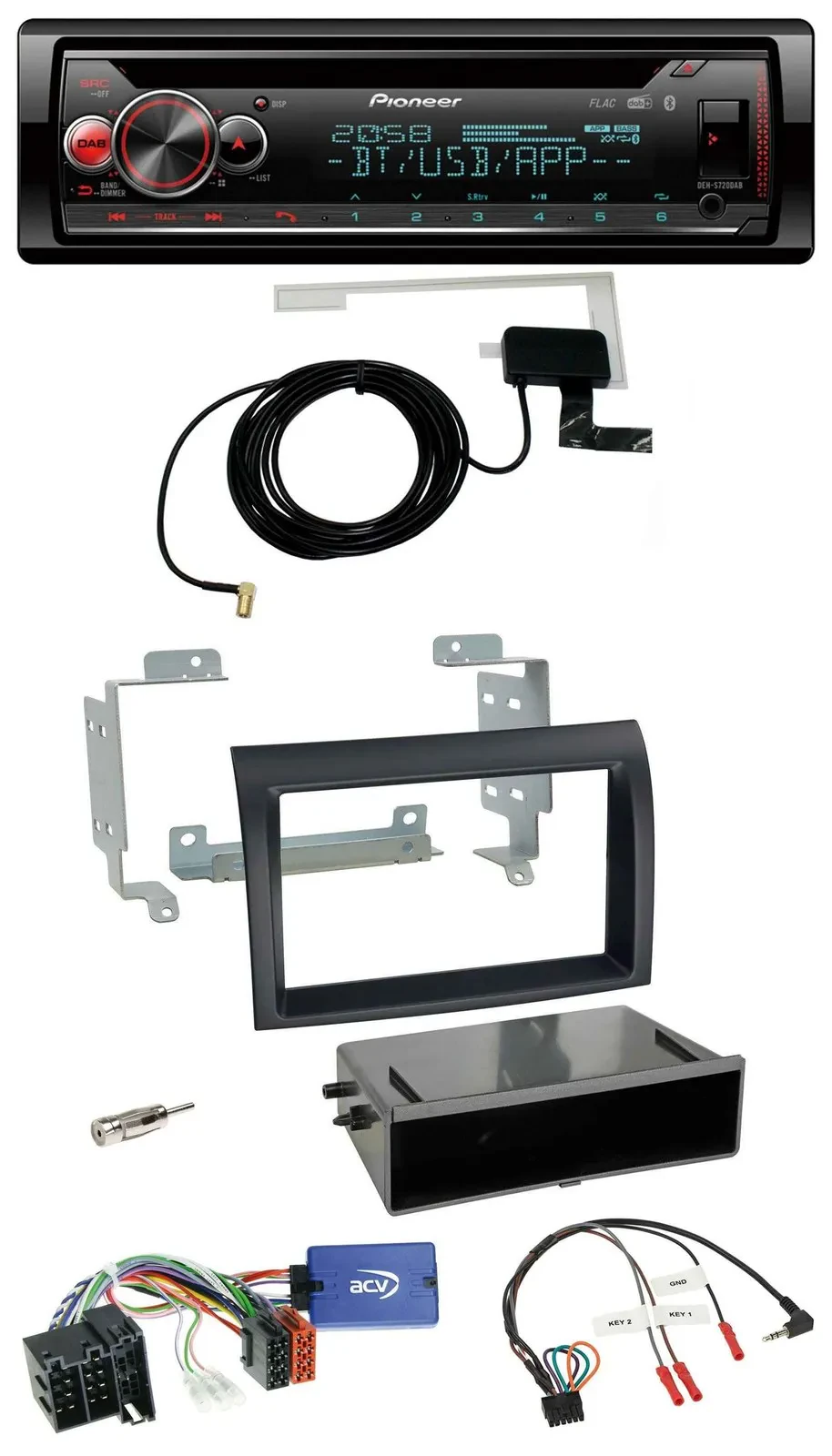 Автомагнитола Pioneer DAB, CD, USB, Bluetooth для Fiat Ducato 2008–2011, черная