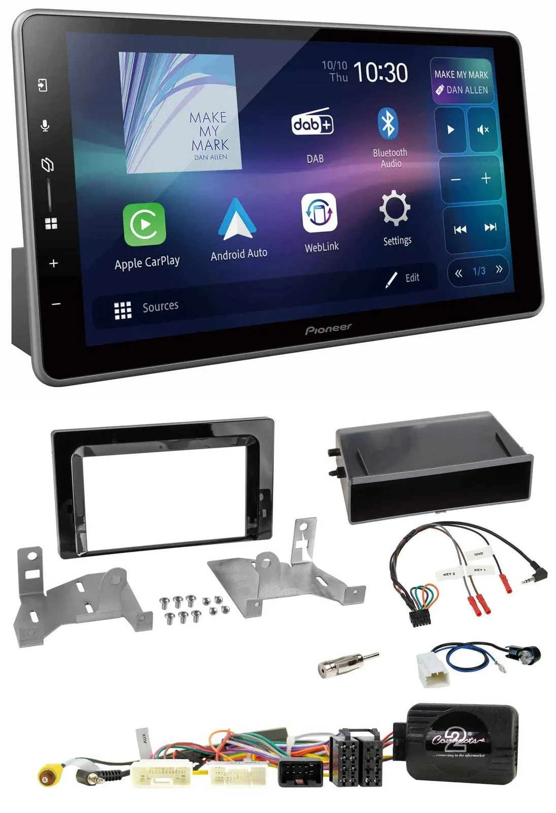 Автомагнитола Pioneer AB7 Bluetooth, USB, DAB, для Toyota Aygo (с 2022), черный глянец