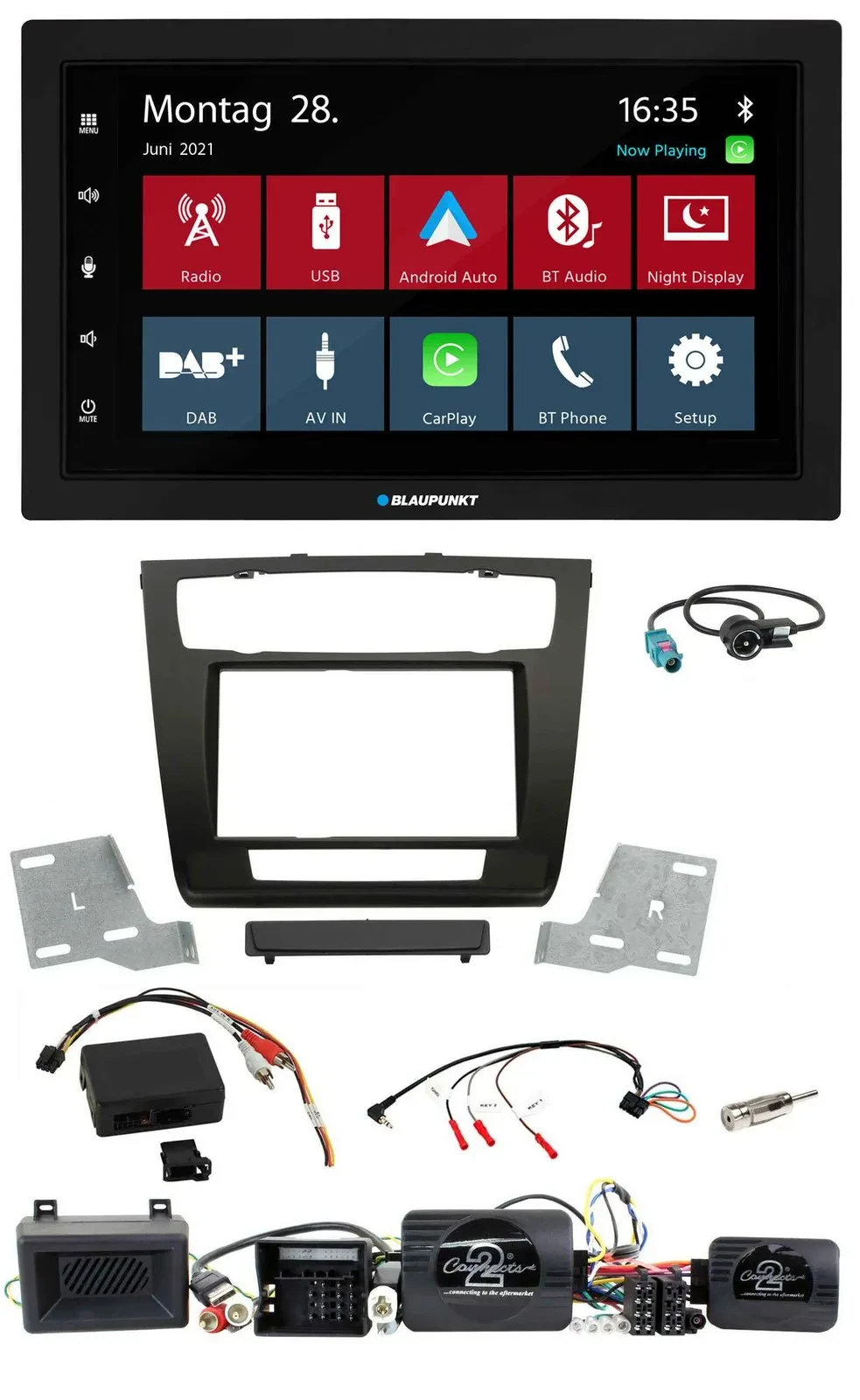 Blaupunkt Lenkrad Bluetooth DAB 2DIN USB Autoradio für BMW 1er Aktiv PDC aut. Kl