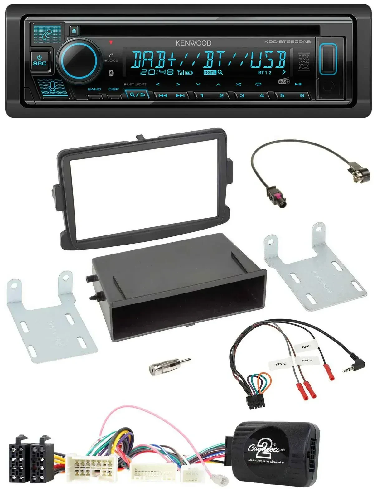 Автомагнитола для Dacia Logan/Sandero Kenwood Bluetooth DAB CD USB (с 2012)
