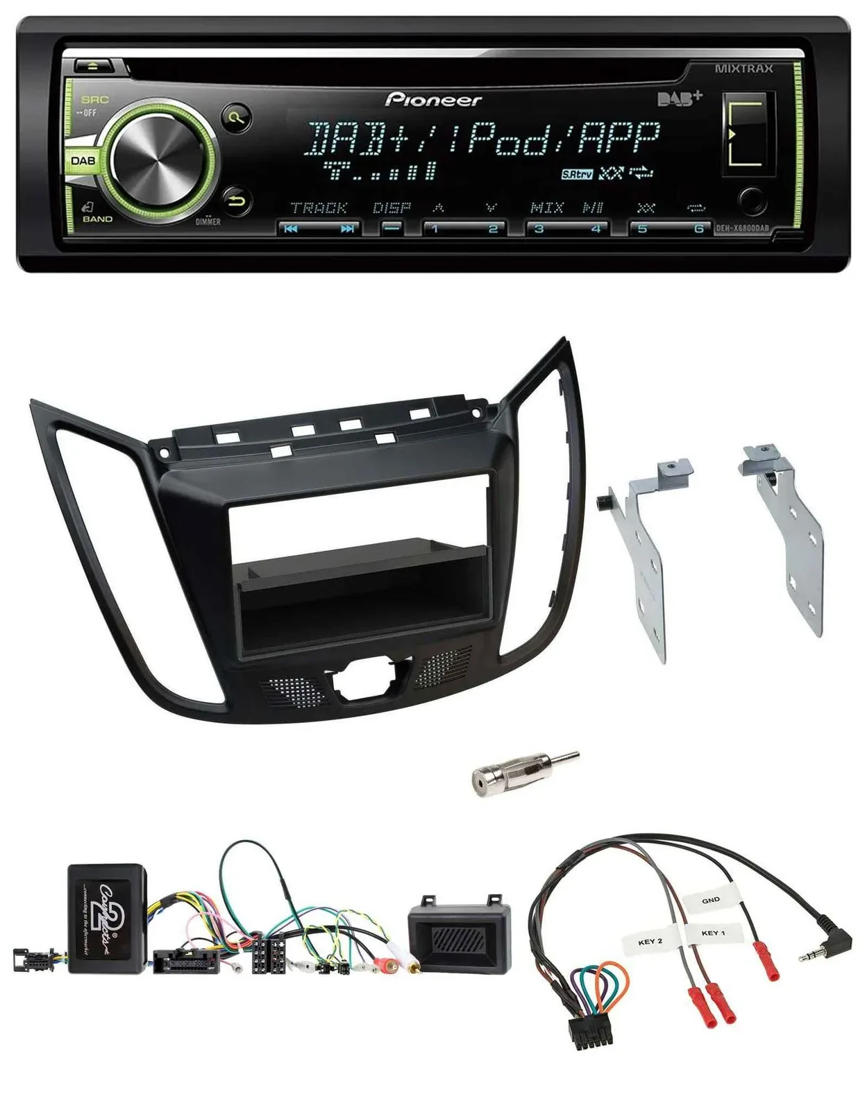 Pioneer DAB USB MP3 Lenkrad CD Autoradio für Ford C-Max Kuga matt schwarz