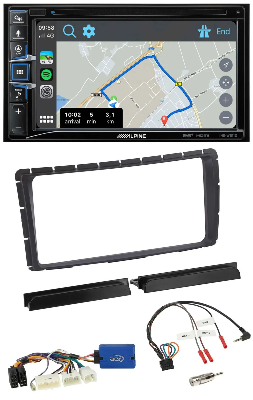 Автомагнитола Alpine 2DIN DAB TMC Bluetooth USB для Toyota Hilux (с 2011)