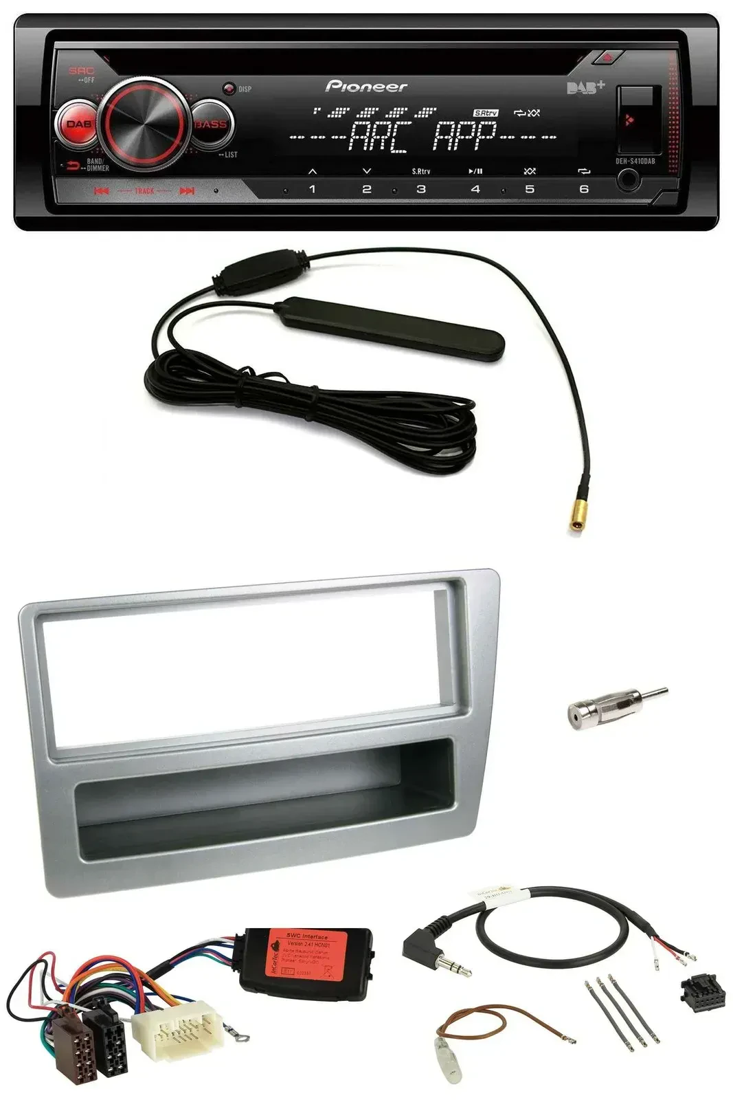 Автомагнитола Pioneer CD/USB, DAB, MP3, для Honda Civic 2004–2006, серебристая