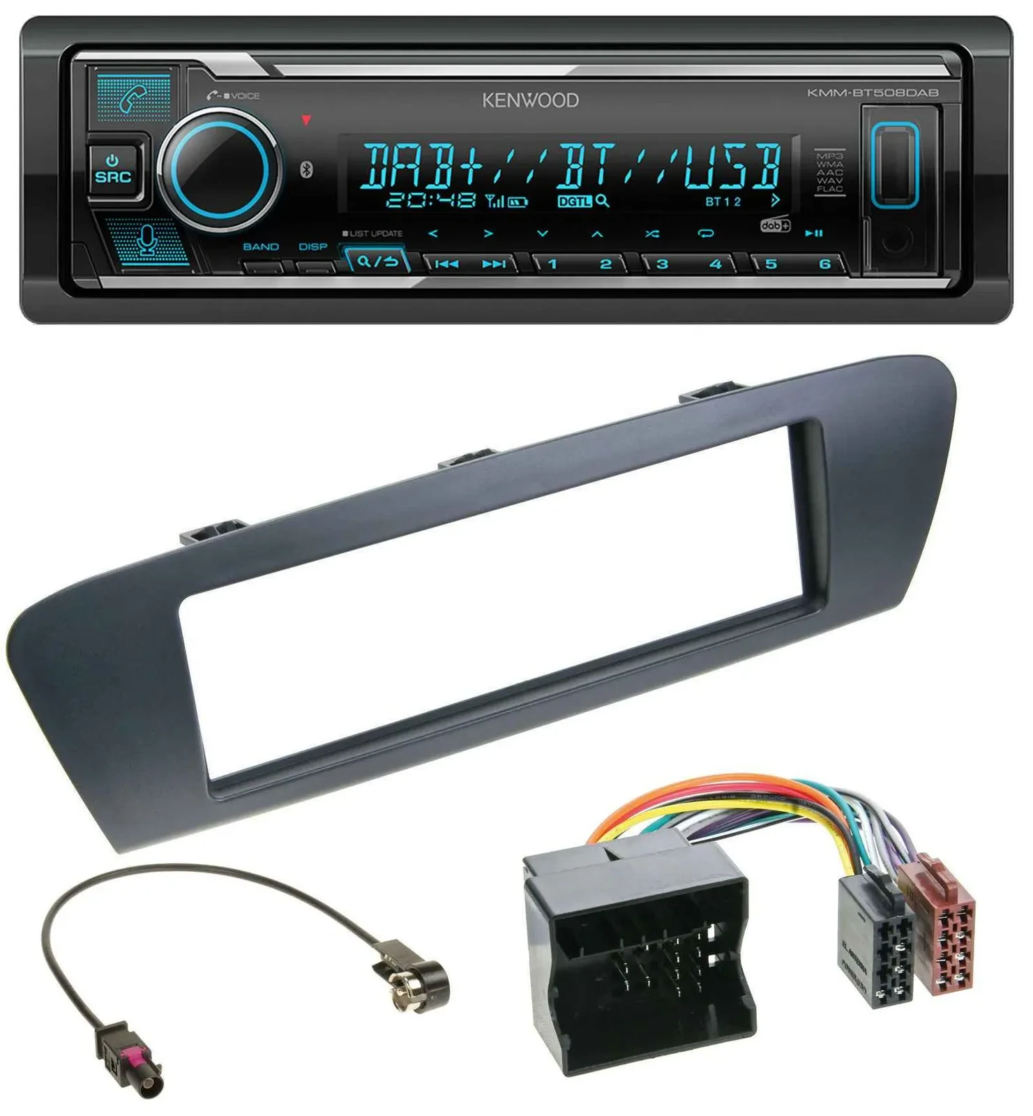 Автомагнитола для Renault Scenic (с 2012) Kenwood Bluetooth, DAB, USB, MP3 серый