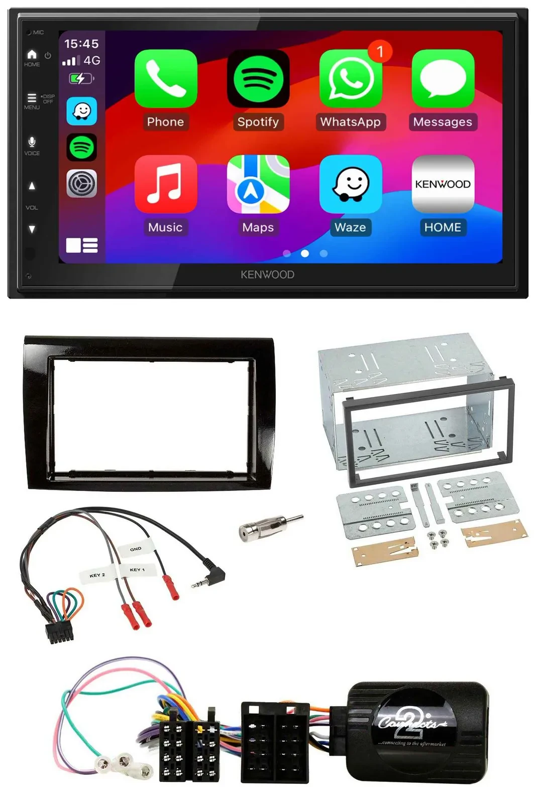 Автомагнитола Kenwood 2DIN USB DAB Bluetooth для Fiat Bravo (2007–2014) с поддержкой кнопок на руле