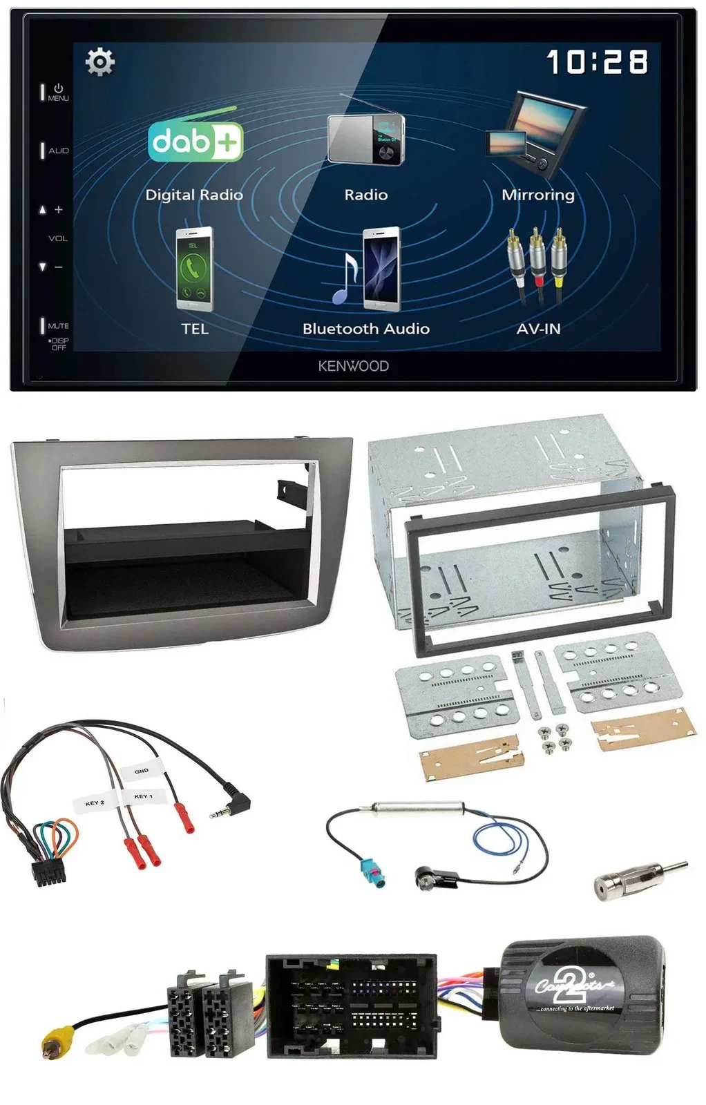 Автомагнитола Kenwood 2DIN, Bluetooth, USB, DAB, для Alfa Romeo Mito (2014–2018), с поддержкой управления на руле