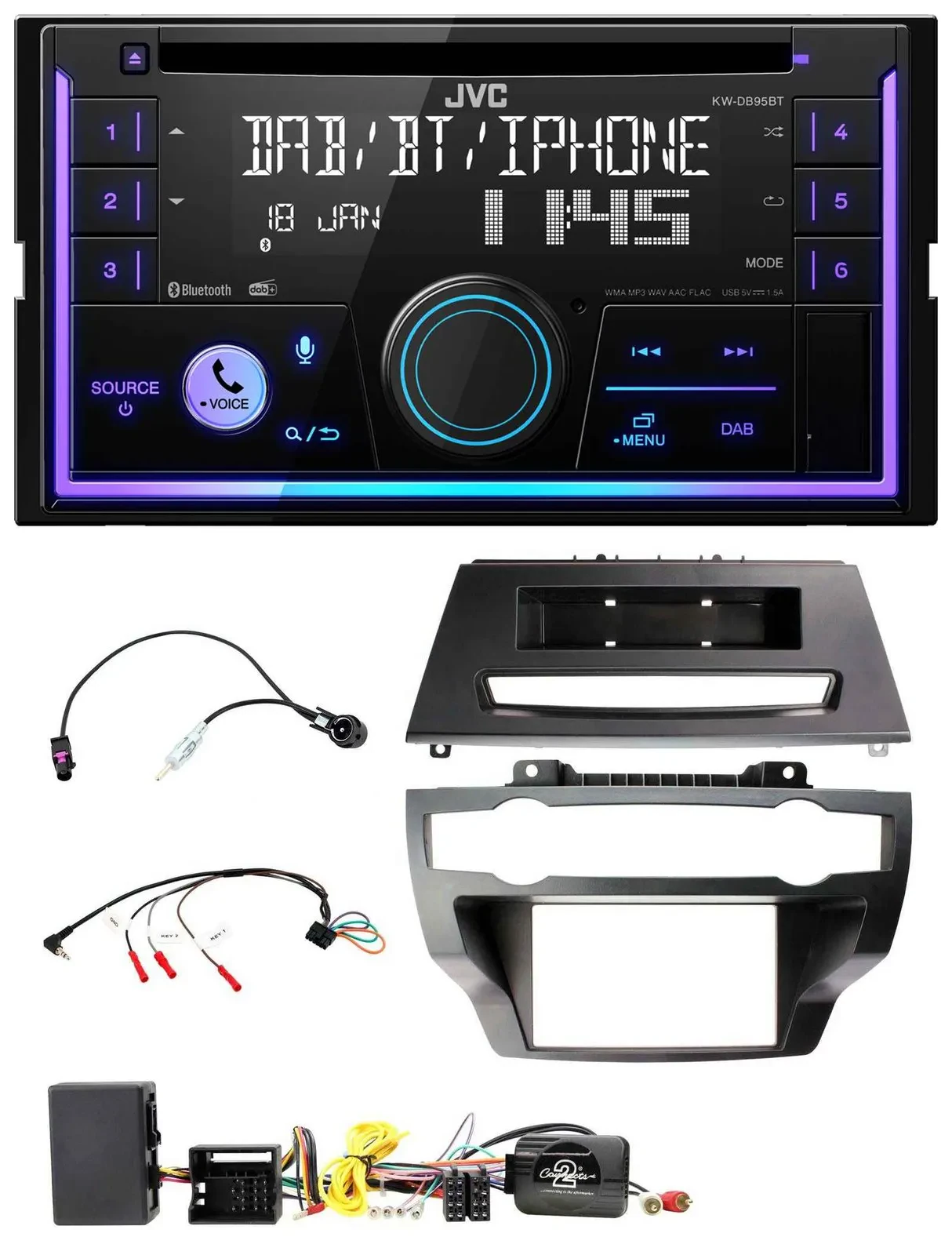 JVC Lenkrad USB 2DIN DAB Bluetooth CD Autoradio für BMW X5 X6 E70 E71 07-13 Vers