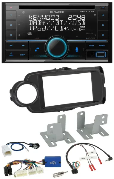 Kenwood CD 2DIN DAB USB Lenkrad Bluetooth Autoradio für Toyota Yaris ab 2014 sch