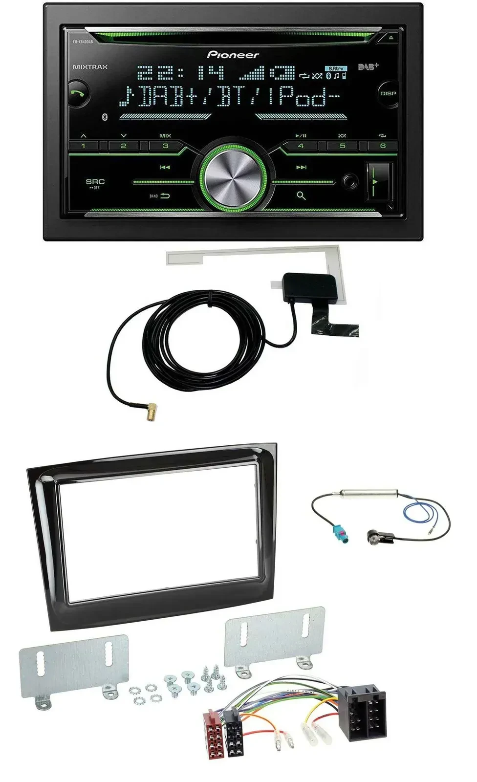 Автомагнитола Pioneer 2DIN CD USB MP3 Bluetooth DAB, для Fiat Doblo (с 2015), черный глянец