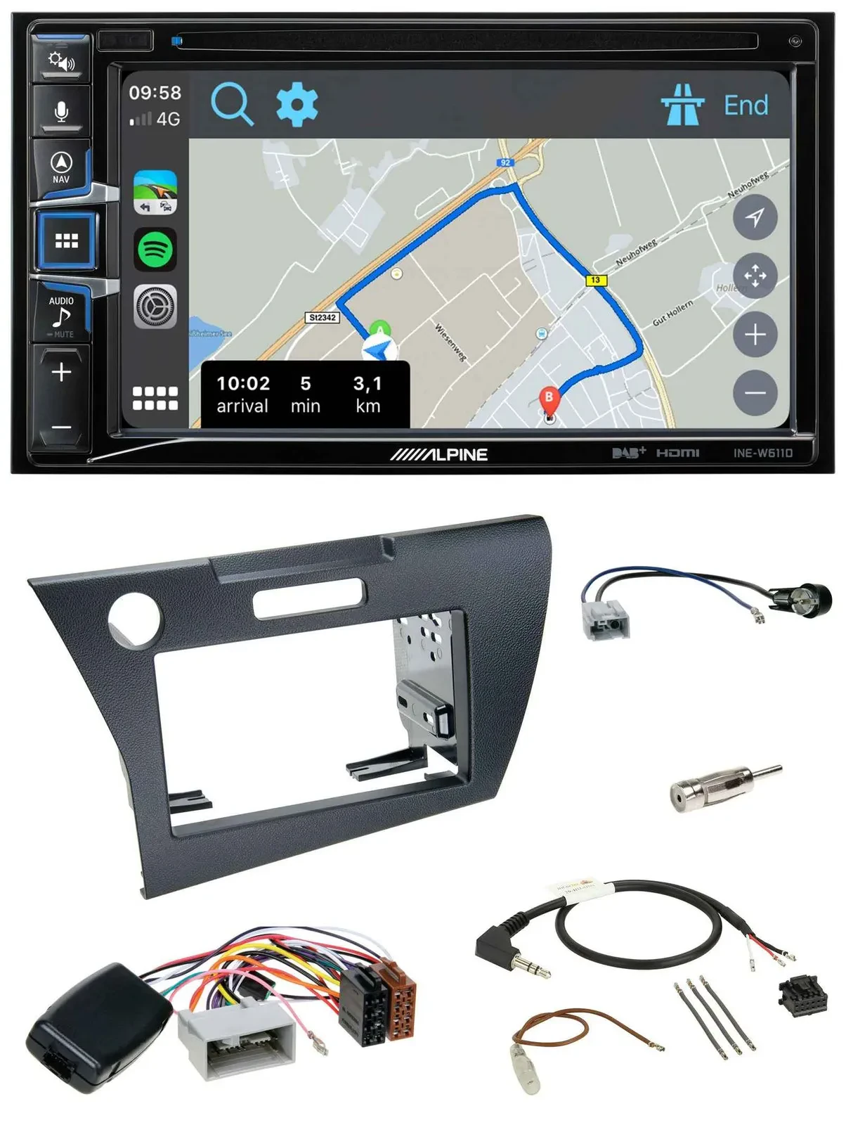 Автомагнитола Alpine 2-DIN с навигацией, DAB, TMC, Bluetooth, USB, для Honda CR-Z (2010–2013), поддержка кнопок на руле