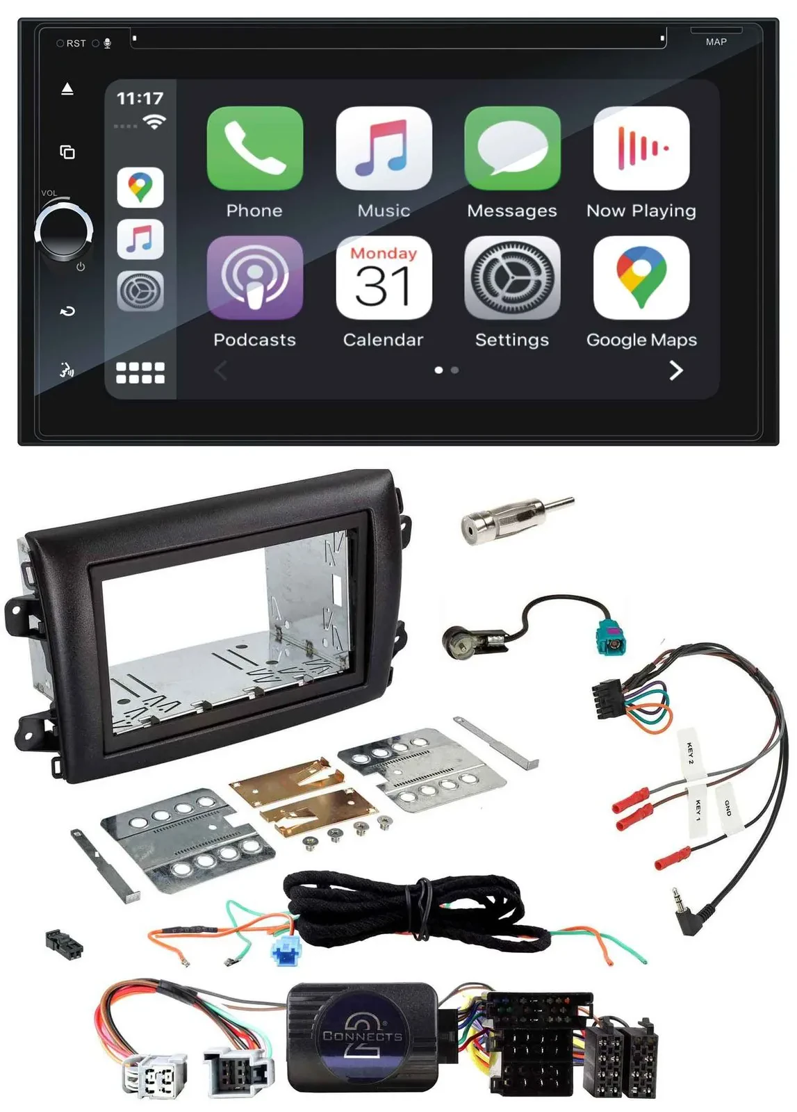 Blaupunkt DAB Lenkrad TMC Bluetooth USB 2DIN Navigation für Fiat Ducato Serie 8
