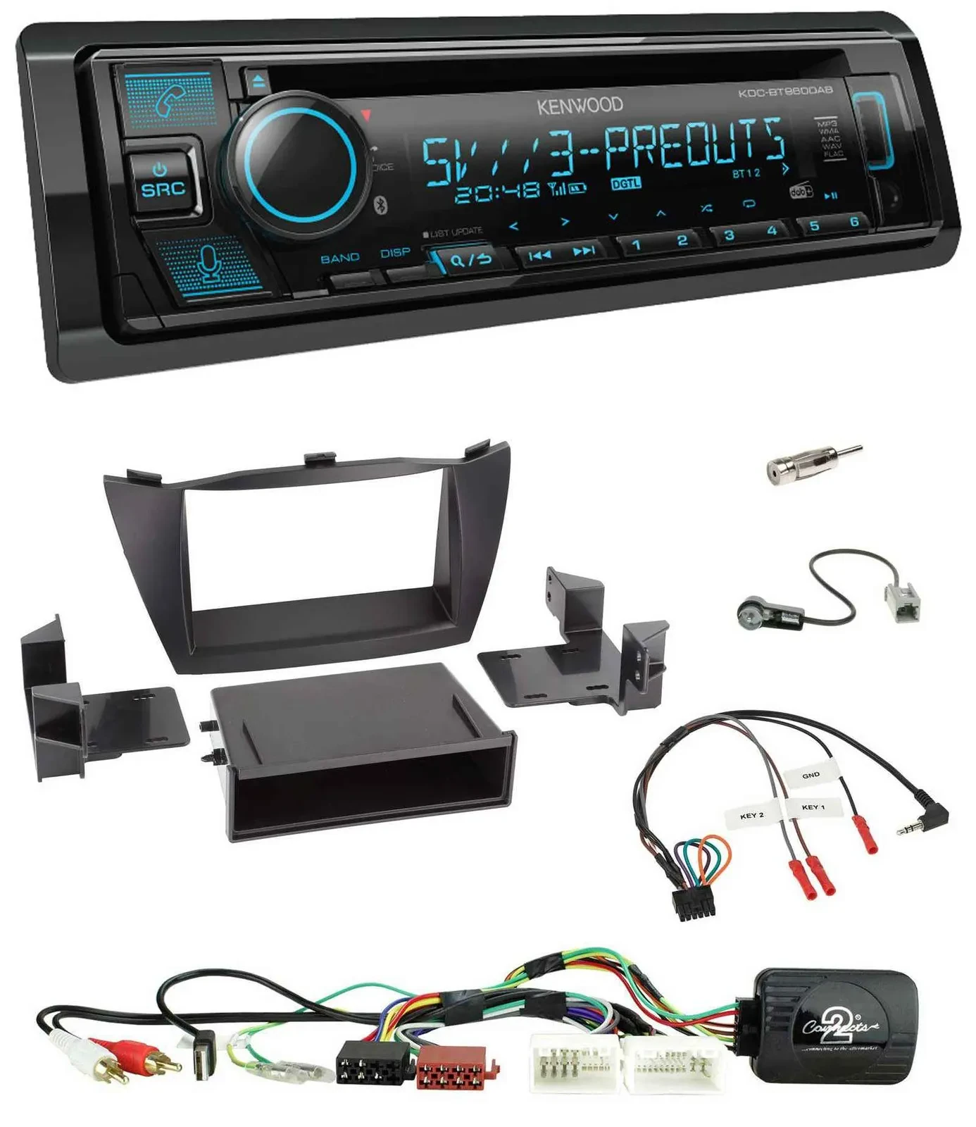 Автомагнитола Kenwood Bluetooth USB CD DAB для Hyundai Tucson 2010–2015