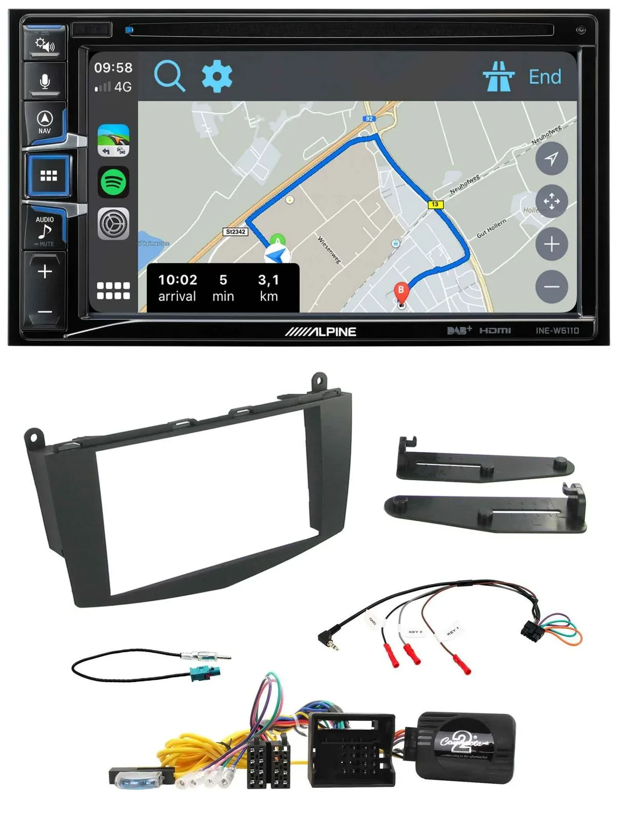 Alpine DAB TMC Bluetooth 2DIN USB Lenkrad Navigation für Mercedes C-Klasse 07-11