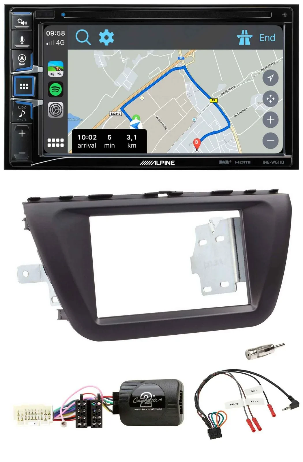 Alpine DAB TMC Bluetooth 2DIN USB Lenkrad Navigation für Suzuki SX4 ab 2013