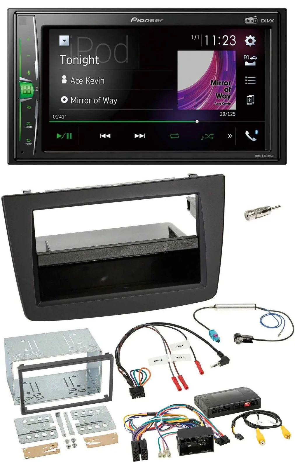 Автомагнитола для Alfa Romeo MiTo 2014–2018 Pioneer 2DIN DAB, USB, Bluetooth, управление с руля