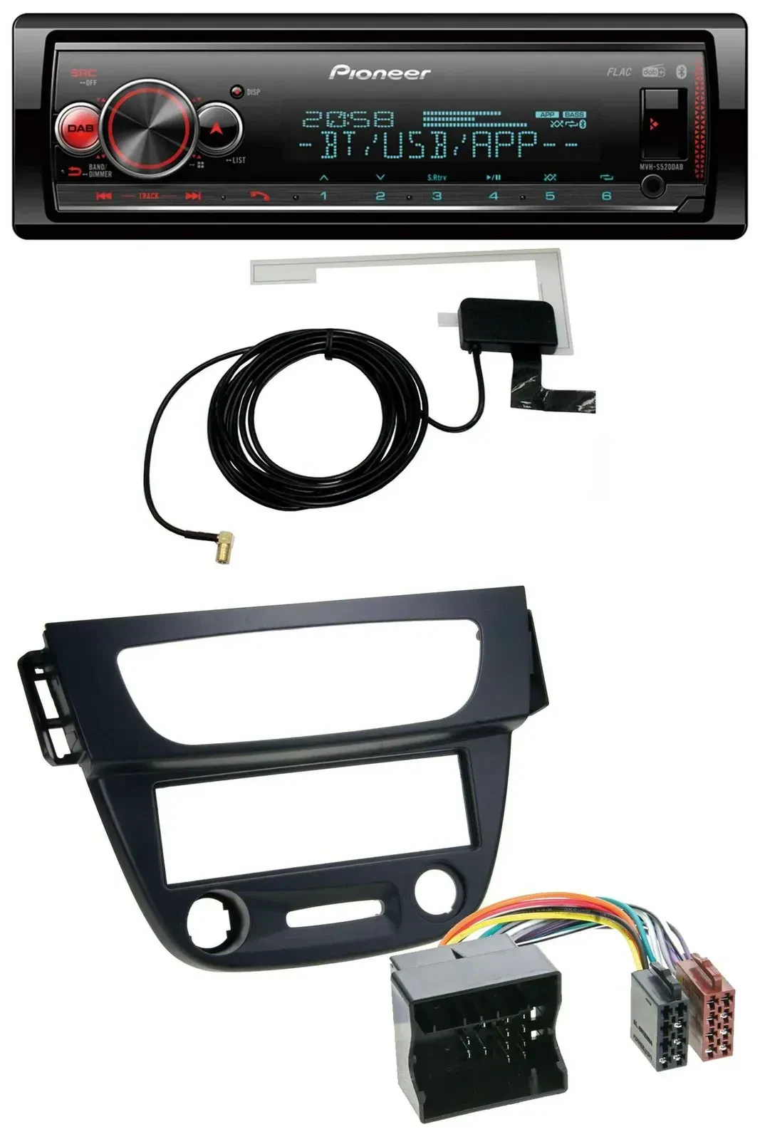 Автомагнитола Pioneer Bluetooth DAB USB MP3 для Renault Megane 3 (2009–2014) Quadlock черная