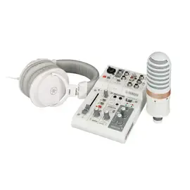 Yamaha AG03MK2 Live Stream Pack, White w/ AG03MK2 Mixer, Headphones, Microphone