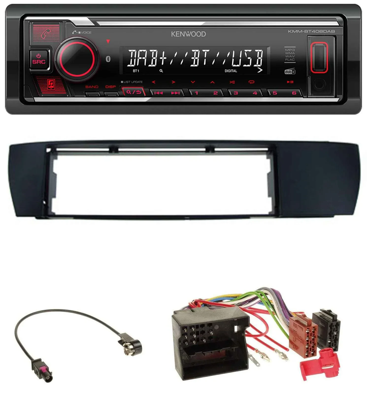 Kenwood MP3 Bluetooth USB DAB Autoradio für BMW X3 (E83 2004-2010) seitlich