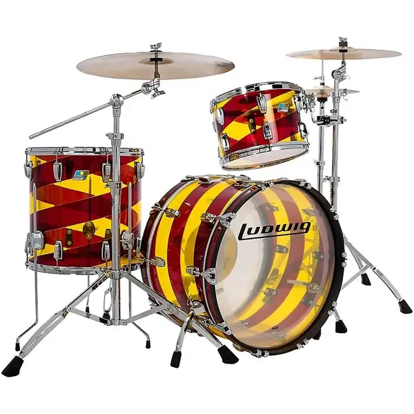 Ударная установка акустическая Ludwig Vistalite 50th Anniversary Fab 3-Piece Shell Pack w/22" Bass Rd/Yellow/Rd