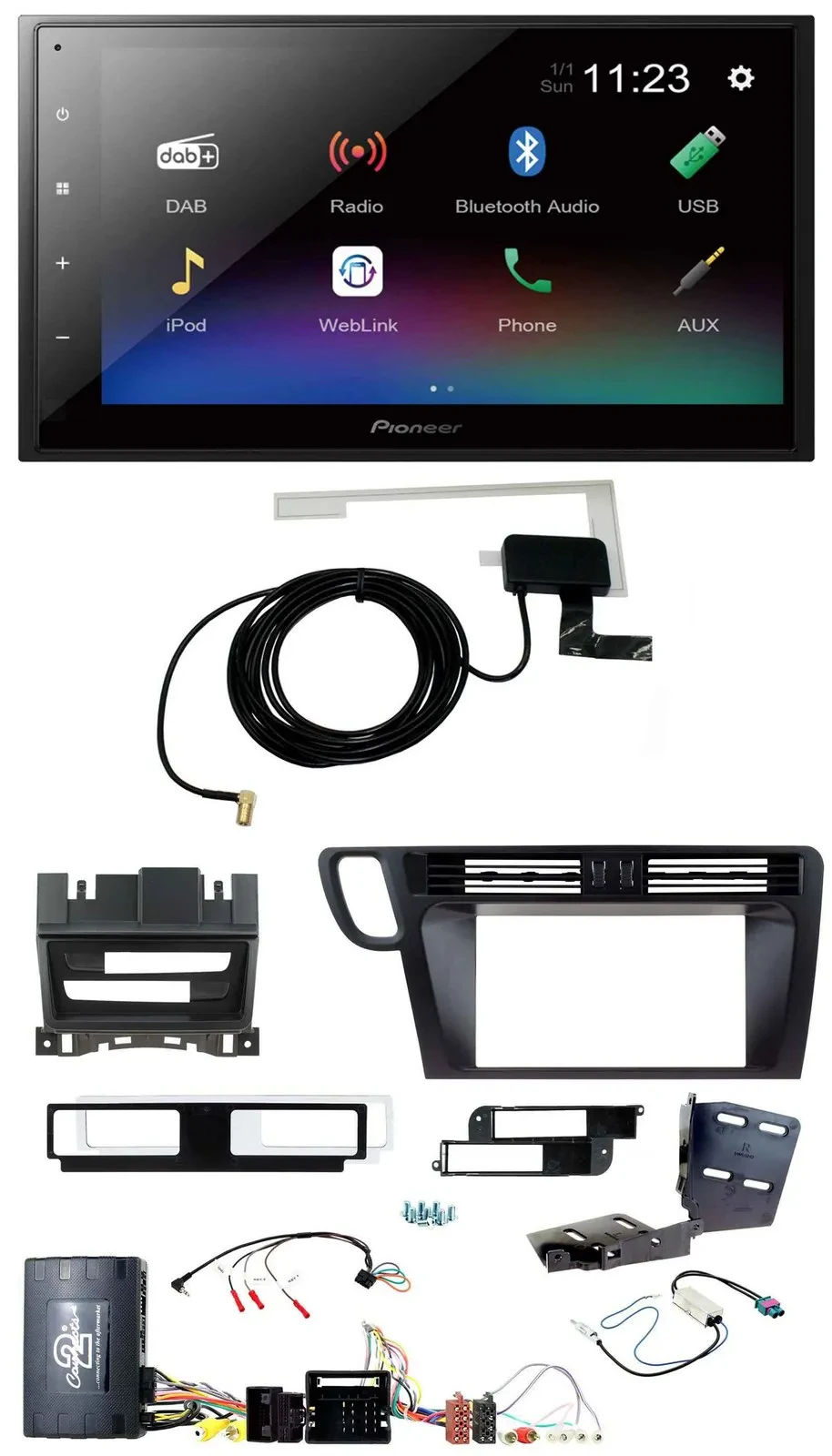 Pioneer DAB Lenkrad Bluetooth 2DIN USB Autoradio für Audi Q5 08-17 8R Infoadapte