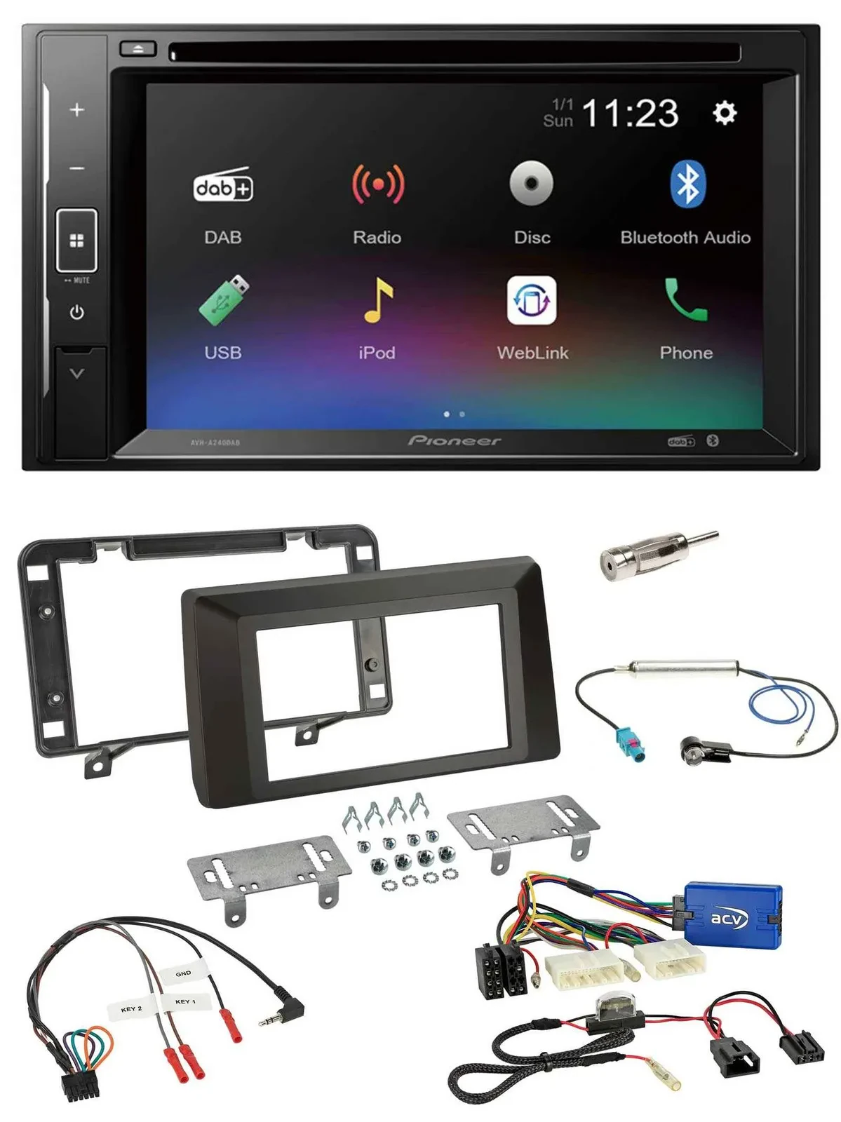 Pioneer Bluetooth Lenkrad USB 2DIN DAB DVD Autoradio für Dacia Duster ab 2021