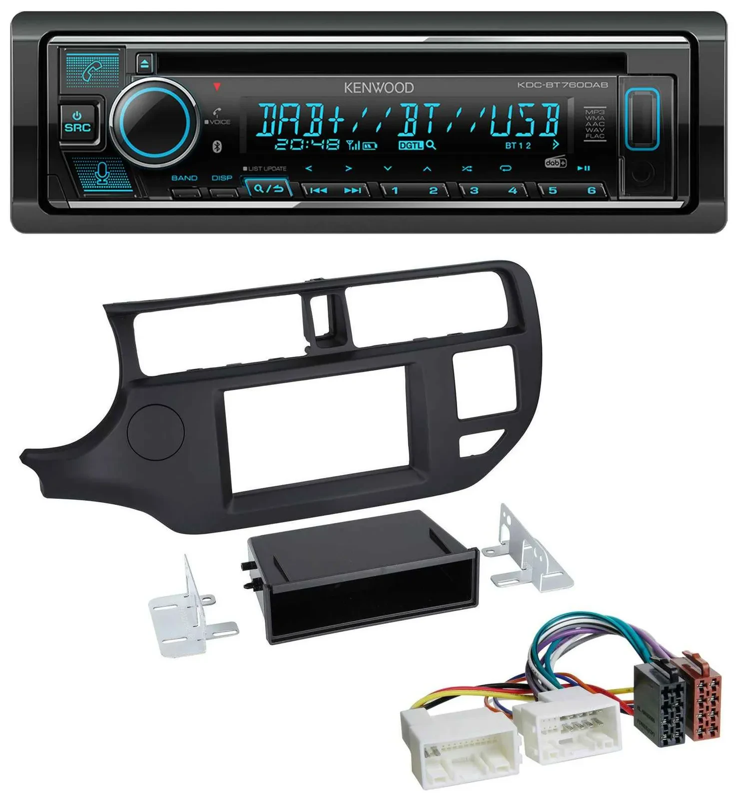 Kenwood MP3 Bluetooth DAB USB CD Autoradio für Kia Rio (UB 2011-2014) schwarz