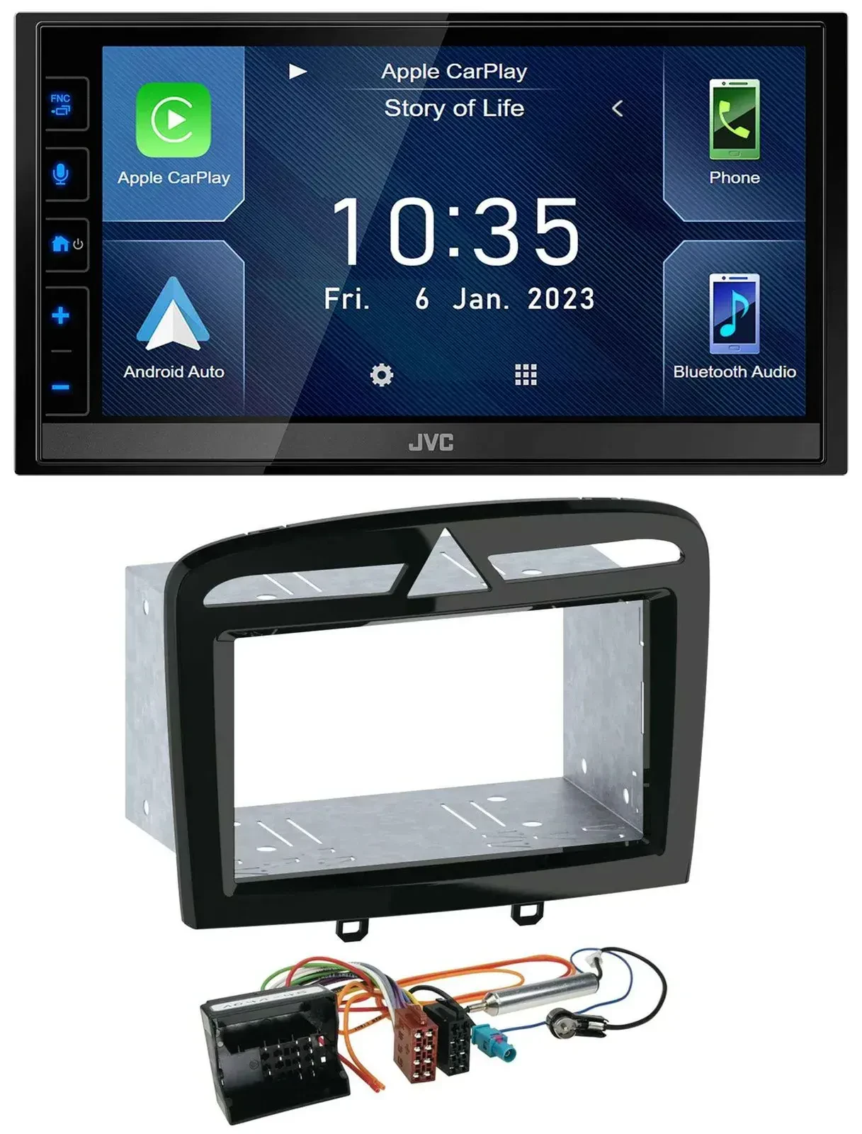 JVC DAB Bluetooth MP3 USB 2DIN Autoradio für Peugeot 308 SW CC 09-14 schwarz