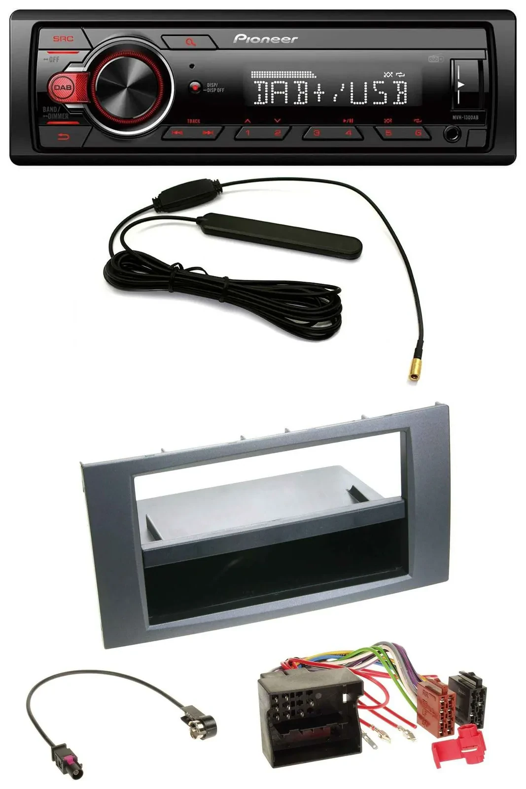 Автомагнитола Pioneer 1DIN DAB USB AUX MP3 для Ford Fusion/Kuga/Transit (2005–2012) антрацит