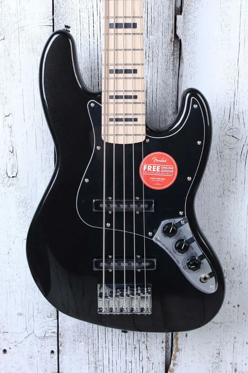 Squier Affinity Active Jazz Bass V 5 String Electric Bass Guitar Black Metallic