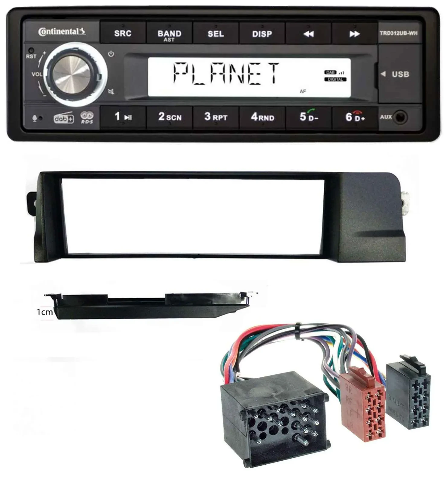 Автомагнитола для BMW 3 Series E46 Continental 1-DIN, USB, AUX, DAB, MP3, Rundpin