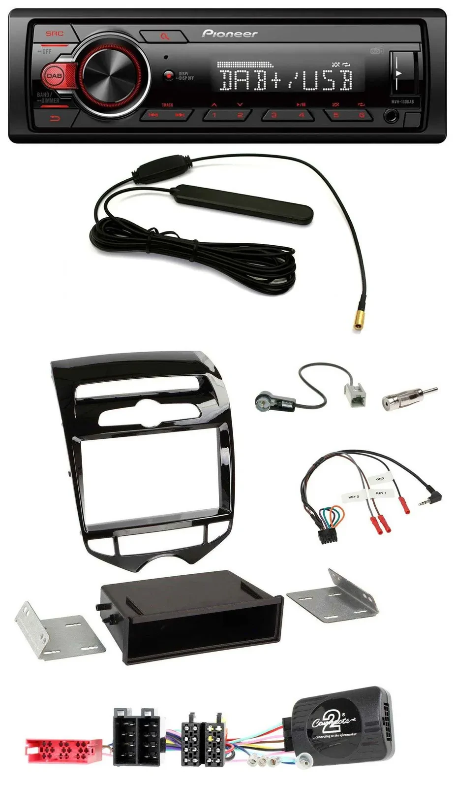 Автомагнитола Pioneer 1-DIN, DAB, USB, MP3 для Hyundai ix20 (с 2010), поддержка кнопок на руле, для авто с автоматическим климат-контролем