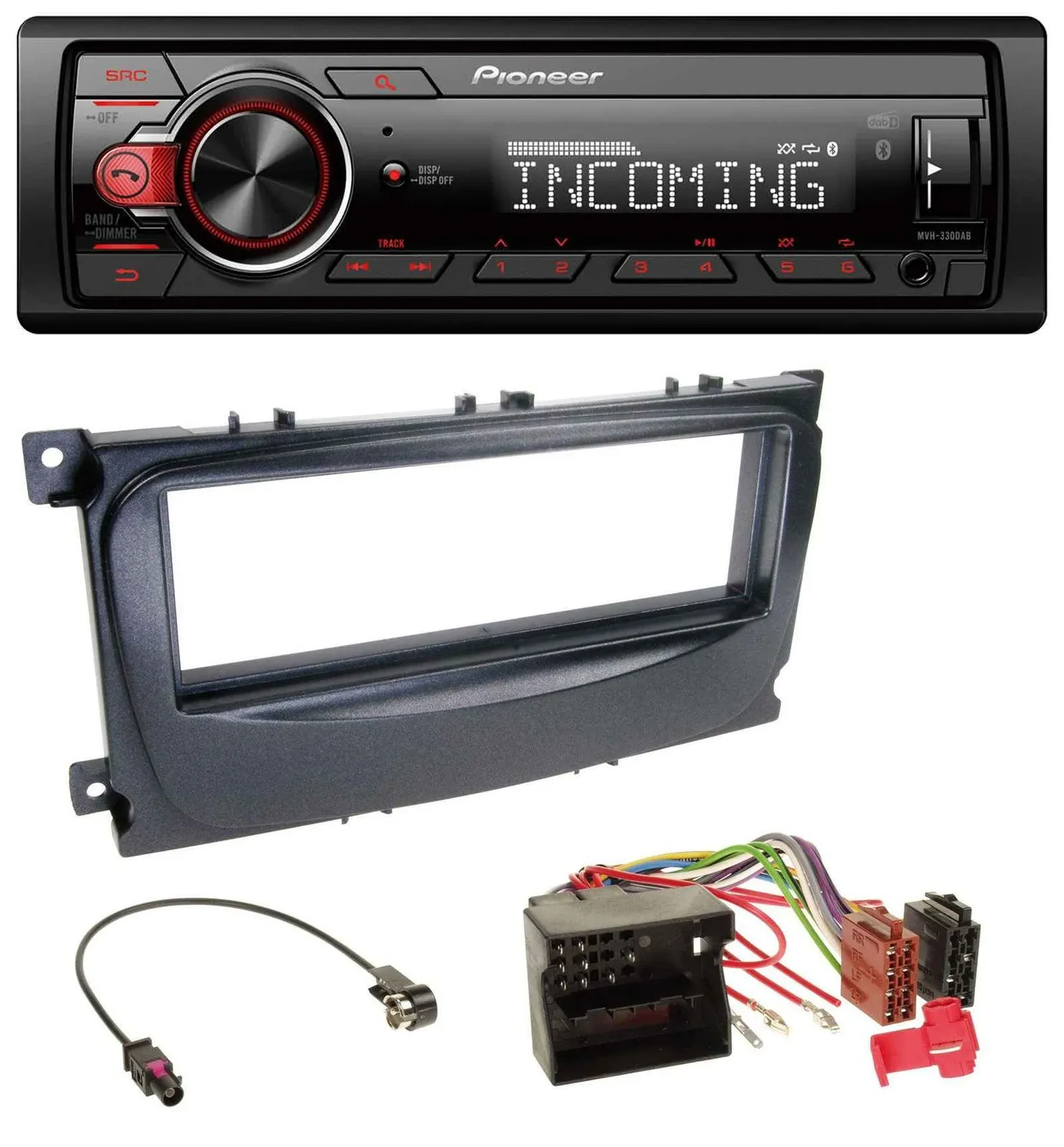 Pioneer Bluetooth USB DAB MP3 Autoradio für Ford Focus C-Max Galaxy ab 2007 schw