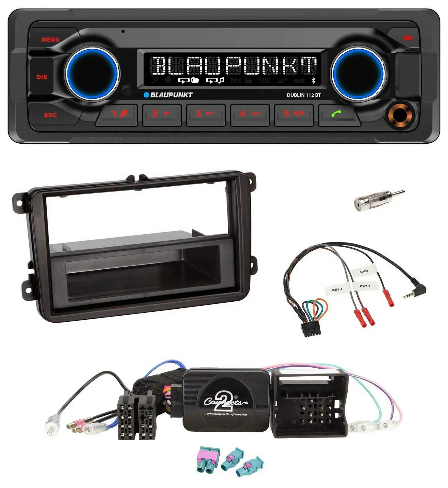 Автомагнитола для VW Blaupunkt Bluetooth, USB, MP3, поддержка кнопок на руле